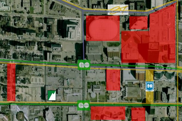 Click for a full map showing transit and public spaces